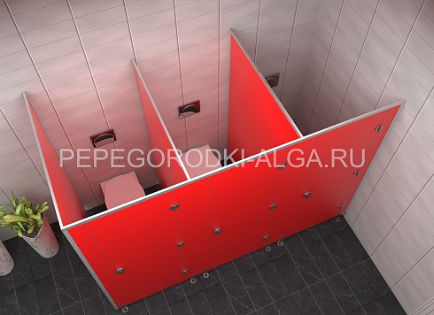 Изображение Сантехнические туалетные перегородки из HPL пластика 3 кабины (каркас профиль) 